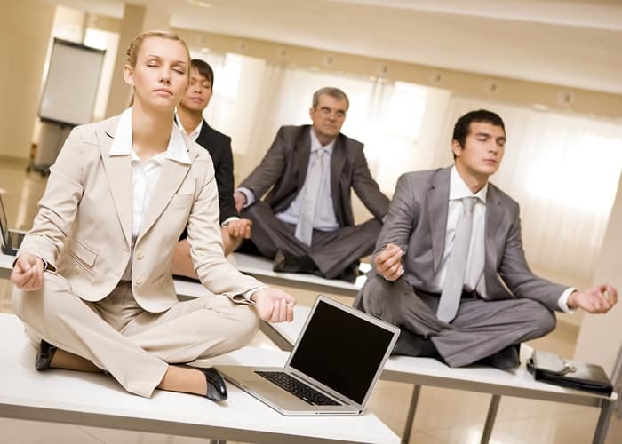 Meditating business partners